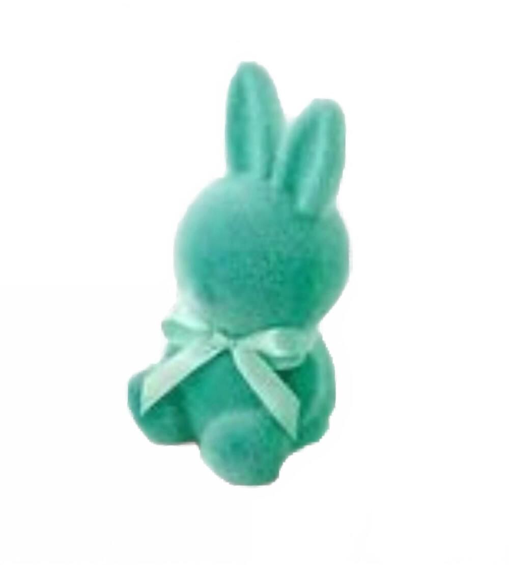 NEW ONE HUNDRED 80 DEGREES flocked sitting bunny in seafoam